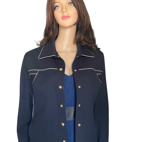 St. John sport by Marie grey navy blue jacket size M - Picture 13 of 16